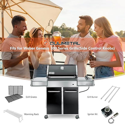 QuliMetal 24.5 Inch Flavorizer Bars for Weber Genesis 300 Series Grills with Side Controls Knobs, Genesis E310 E320 S310 S320 EP310 EP320 (2007-2010), Porcelain Steel Heat Plates for Weber 7539 7540