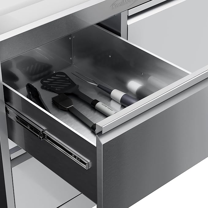 KoolMore 32 in. Heavy-Duty Outdoor Stainless-Steel Cabinet for Built-in BBQ Grill with 2 Drawers and Propane Tank Storage (KM-OKS-BQ30CAB)