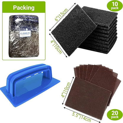 CUSINIUM 31-Piece Griddle Cleaning Kit: 1 Screen Holder, 20 Screens, 10 Cleaning Pads