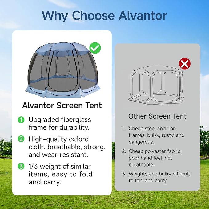 Alvantor Pop Up Screen House Tent, Instant Outdoor Gazebo - Image 2