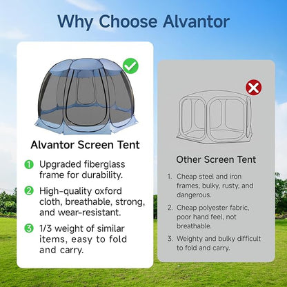 Alvantor Pop Up Screen House Tent, Instant Outdoor Gazebo - Image 2