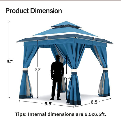 8'x8' Outdoor Gazebo, Metal Frame Heavy Duty Patio Canopy Tent Shelter - Image 2