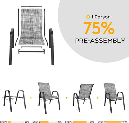 Patio Chairs Set of 4, Stackable Outdoor Dining Chairs - Image 6