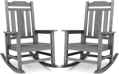SERWALL Oversized Outdoor Rocking Chairs Set of 2, HDPE Front Porch Rocker by SERWALL