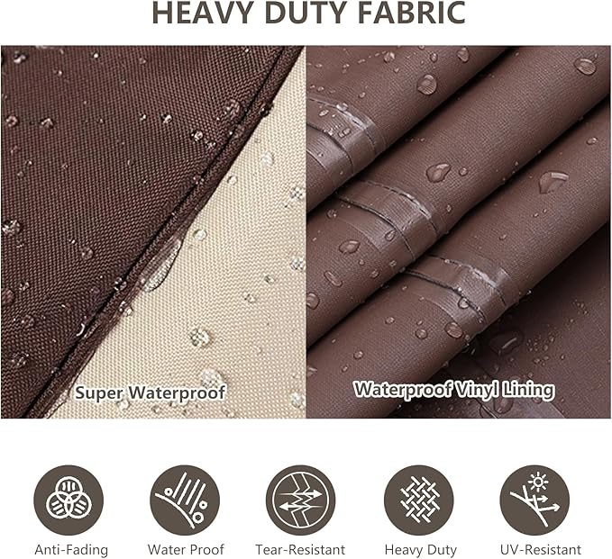 Rileytee 3 Piece Heavy Duty Waterproof Patio Furniture Covers,Outdoor Furniture Covers for Patio Furniture,Includes 2 Patio Chair Covers 33in and 1 Patio loveseat Cover 79in,Beige