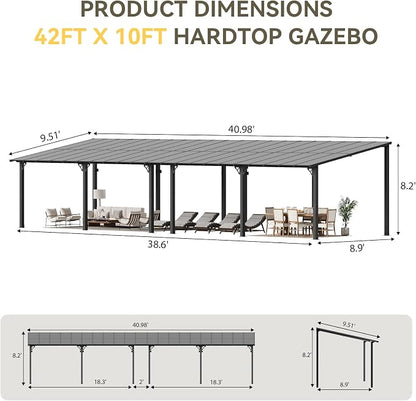 Aoxun 42’x10’ Gazebo for Patio, Gazebo Pergola - Image 2