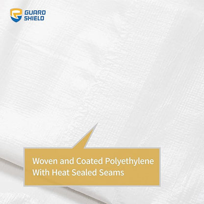 GUARD SHIELD Heavy Duty Tarp 10x12 Feet White Multi Purpose Thick Waterproof Poly Tarp Cover 10mil