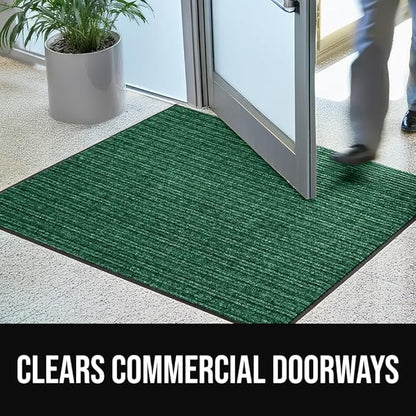 GORILLA GRIP Waterproof Traffic Guard Door Mat, 72x48, Heavy Duty Entryway Mats, Strong Rubber Back Commercial Utility Rugs for Office Hallway, Garage Floor and Home, Low Profile Carpet Runner, Green