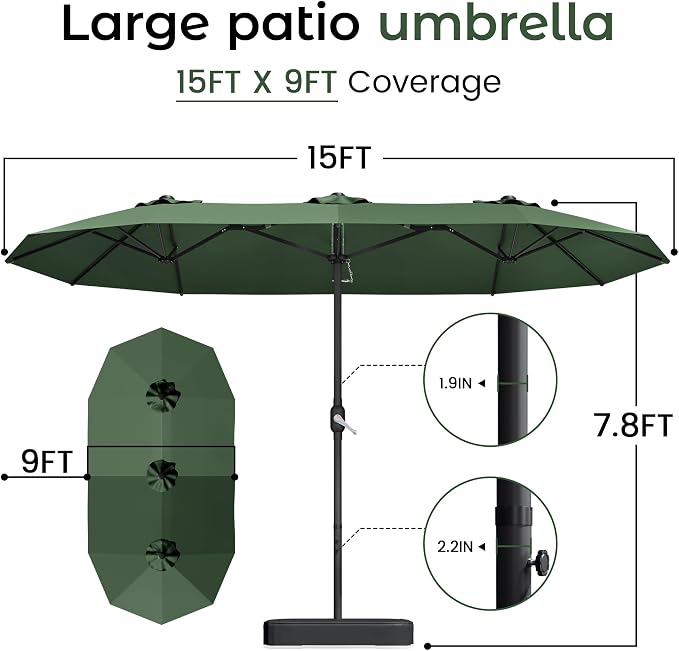 DomeShade 15ft Large Patio Umbrella - Image 7