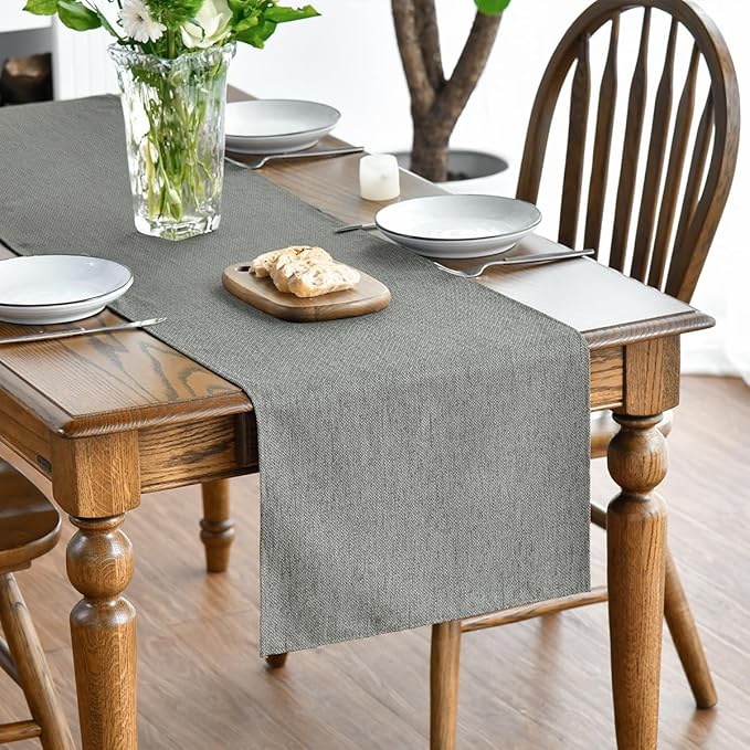 Artoid Mode Light Grey Table Runner, Seasonal Washable Kitchen Dining Table Decoration for Home Party Decor 13x72 Inch