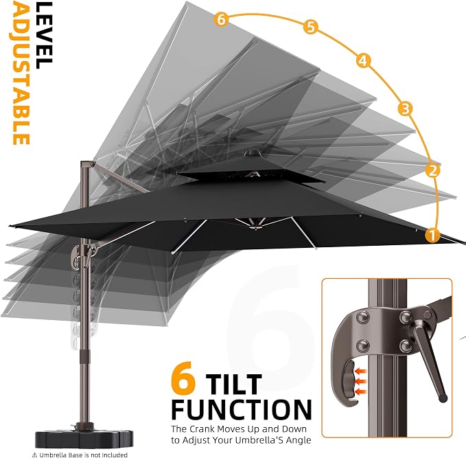 10' X 13' Outdoor Patio Umbrella Large Rectangle Cantilever Umbrella Heavy Duty - Image 6
