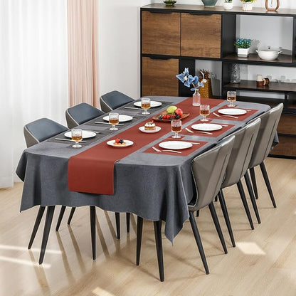 Myir JUN Dual Sided Faux Leather Placemats Set of 8 for Indoor Outdoor Dining Tables, Square Non-Slip Washable Wipeable Table Mats (Gray Terracotta, Set of 8)