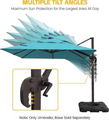 9x12 FT Patio Cantilever Umbrella, Rectangular Heavy Duty Offset Umbrella - Image 3