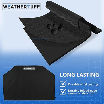 All Season Universal Heavy Duty Standard Grill Cover, Hi-Tech Premuim Quality | Anti-UV, Waterproof & Wind Resistant - Outdoor Barbecue Grilling & Storage, 68" L x 24" W x 48" H | Black