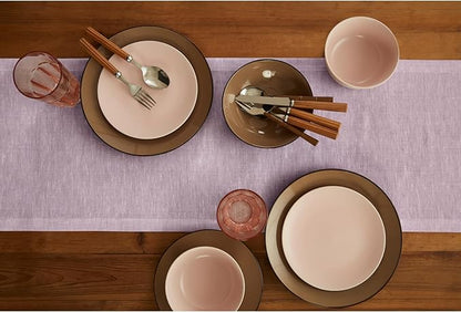 Solino Home Linen Chambray Lavender Table Runner 120 Inches Long - Athena, 100% Pure Linen 14 x 120 Inch Table Runner for Spring, Easter, Valentines