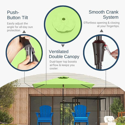 6.5' x 10' Rectangular Patio Umbrella Large Outdoor Market Umbrella w/UV - Image 3