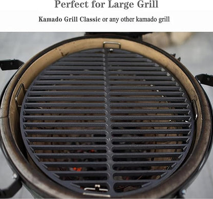 KAMaster Cast Iron Cooking Grids Grates Compatible with Medium Big Green Egg Charcoal Grill Egg Grate Round Grill Grate (15.5"-Fit Medium GRILL)
