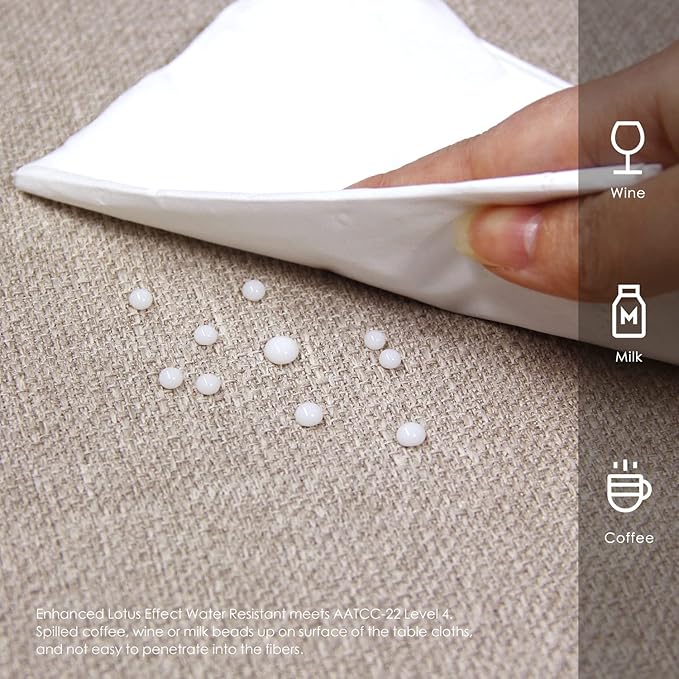 BALCONY & FALCON Small Square Tablecloth Washable Wrinkle Resistant and Water Proof Table Cloth Decorative Linen Tablecloths for Bedside End Table Bedroom Nightstand (Beige, 35x35)