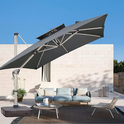 Cantilever Patio Umbrella with Cross Base and Cover Included by MojiaOutdoorFurniture