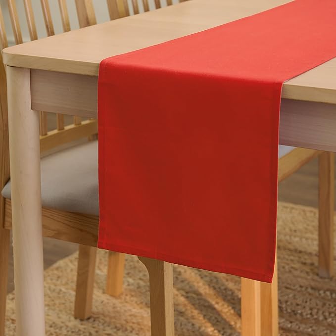 Encasa XO Table Runner 13"x104" Long | Cotton Canvas Fabric | Brick Solid Color | Machine Washable & Durable