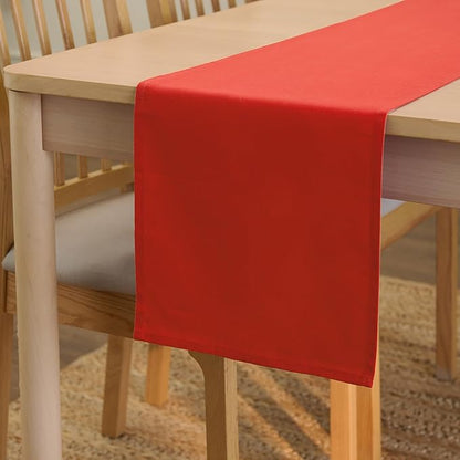 Encasa XO Table Runner 13"x104" Long | Cotton Canvas Fabric | Brick Solid Color | Machine Washable & Durable