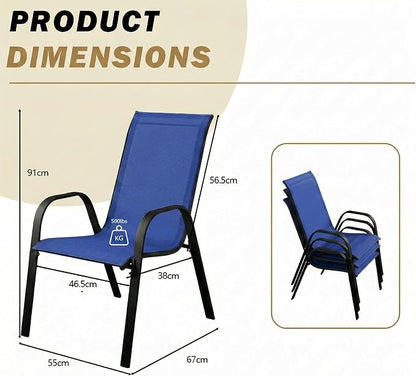 Stackable Patio Chairs Set of 1/2/4, Heavy Duty Metal Frame & Teslin Fabric - Image 3