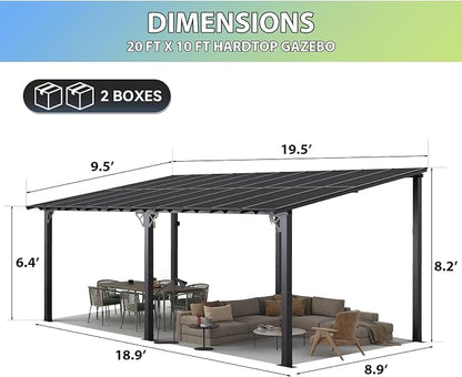 Aoxun 20’x10’ Gazebo with Aluminum Frame & Polycarbonate Panel, Outdoor Patio - Image 2