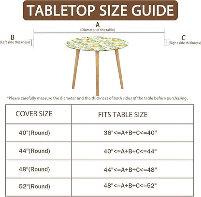 Lemon Round Fitted Tablecloth with Elastic Spring Summer Yellow Lemons Circle Table Cloth for 40-44" Round Tables Wipeable Waterproof Lemonade Party Farmhouse Table Cover for Picnic Dining Outdoor