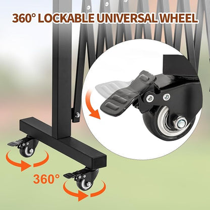 TECSPACE Aluminum Expandable Garden Fence, Portable Barricade Gate with Casters, Expansion Size 201×15.2×40.6 inches, Adjustable Flexible Fence Mobile Barricade Safety Barrier