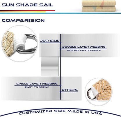 WINDSCREEN4LESS 22' x 22' x 22' Sun Shade Sail UV Block Fabric Canopy in Sand - Image 7