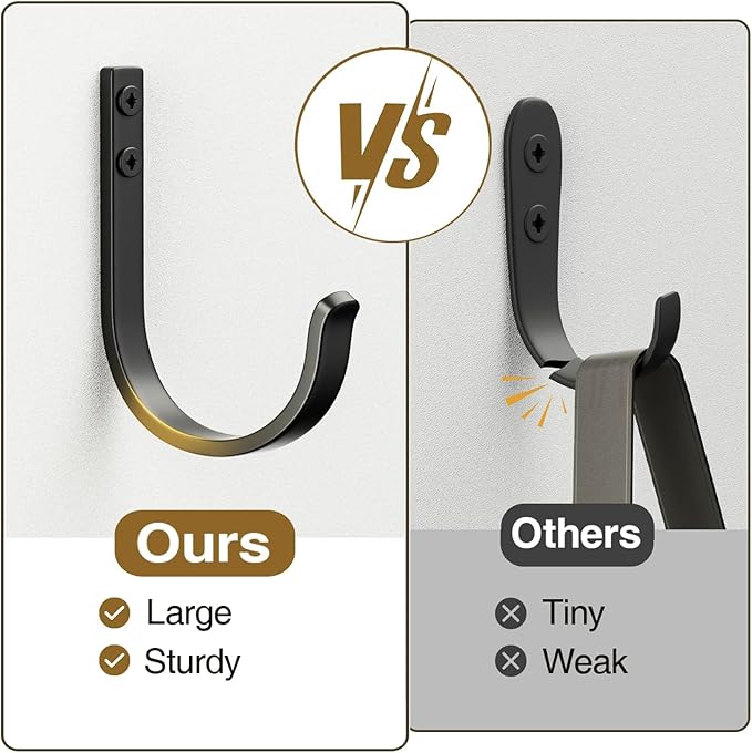 niffgaff Wall Outdoor Hooks for Hanging Coat - 22LB Screw in Metal Hanger Wall Mount, for Closet, Door, Bathrooms, Outside, for Towel, Backpack, Robe, Hat, Black 20 Pack