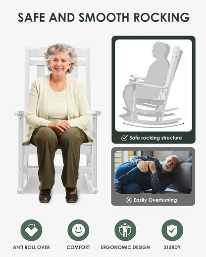 Outdoor Rocking Chair Set of 6, All-Weather Resistant Poly Lumber Rocker Chair - Image 5