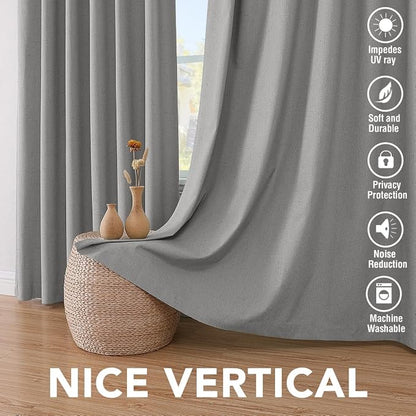 H.VERSAILTEX Linen Blackout Curtains 84 Inches Long, 100% Absolutely Blackout - Image 7