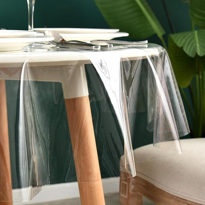 Nasitos 2 Pack Round Table Cloth Protector 60 Inch-Small Round Plastic Table Covers, Waterproof Clear PVC Oil & Spill-Proof Vinyl Circle Tablecloth for Small Coffee Table, Outdoor & Indoor Uses