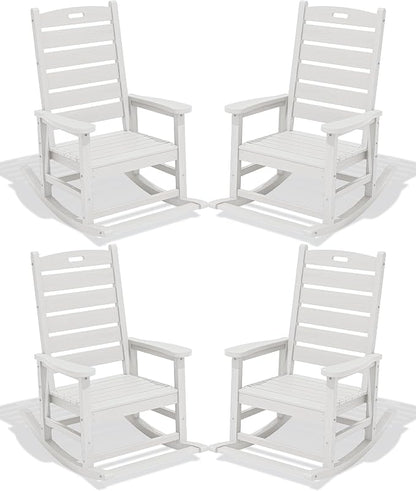 SERWALL Outdoor Rocking Chair Set of 4, Oversized HDPE Rocker, all Weather by SERWALL