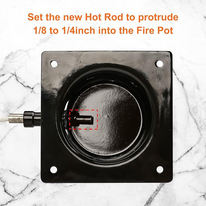 GRISUN Fire Pot Burn Pot and Hot Rod Ignitor Kit for Traeger, Pit Boss Pellet Grill, Upgraded Porcelain-Enameled Fire Pot, Heavy Duty Pellet Grill Replacement Parts, with Ash Remover, Screws and Fuse