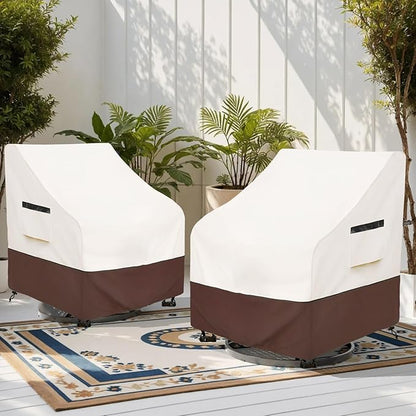 Rileytee Outdoor Swivel Chair Cover 2 Pack,Outdoor Furniture Patio Chair Covers Waterproof Clearance, Lawn Patio Furniture Covers,30" W x 34" D x 38.5" H,Beige & Brown