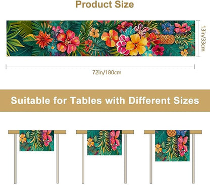 Pineapples Abstract Art Painting Burlap Table Runner Seasonal Spring Fall Kitchen Dining Linen Table Decoration for Indoor Outdoor Home Party Dinner 13x72 Inch