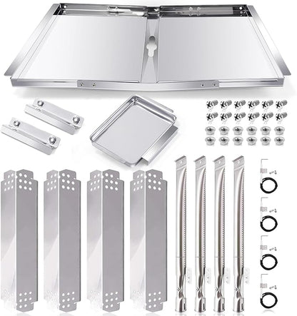Grill Grease Tray Replacement Parts for Nexgrill 4 Burner 720-0830H, 720-0783E, 720-0888, 720-0888N, 720-0830A, Adjustable 24''-30'' Gas Grill Drip Pan, Heat Plates Shield, Burner Tubes and Igniters.