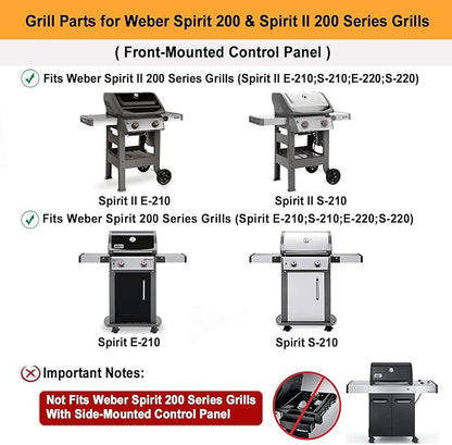 17.5" Grill Grates for Weber Spirit E210 E220 & Spirit II E210 E220 Series Grills with Front Control Knobs;304 Stainless Steel Grates;Weber Grill Grates 7637;Weber Grill Grids (2 Pcs)