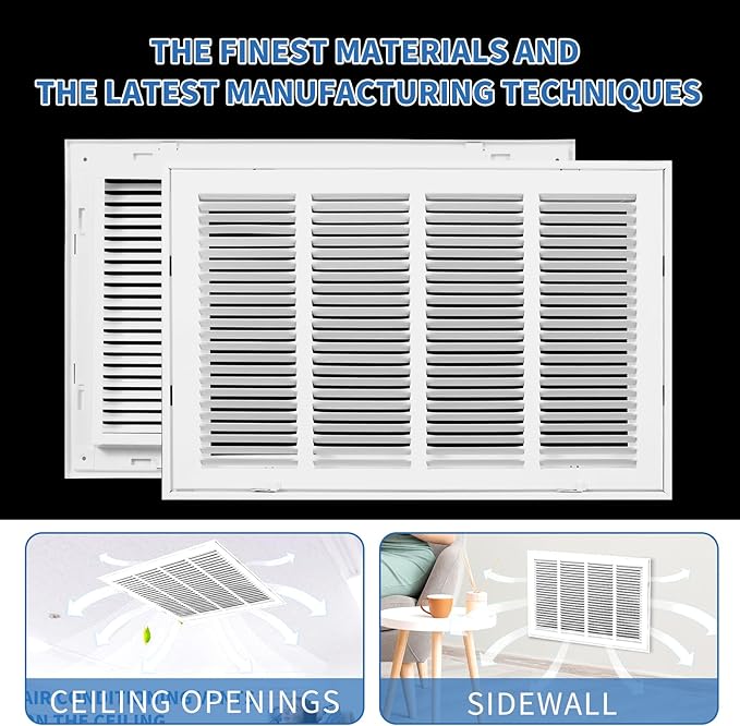 20x16 Return Air Grille [Duct Opening Size],Return Air Vent Cover for Wall Or Ceiling,Steel Return Air Filter Grilles Removable Face/Door for 1 Inch Filters (20"Wx16"H[Duct Opening])
