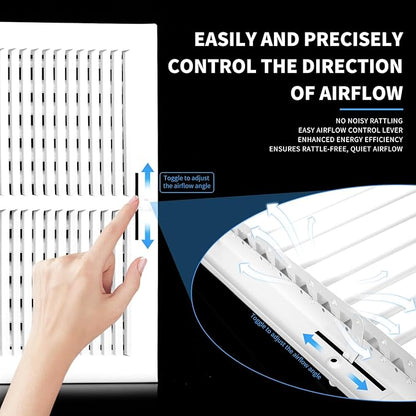 10x10 Vent Register [Duct Opening], Vent Covers for Home Ceiling, Two-Way Ventilation Register, Adjustable Solid Steel Wall Register Vent Cover (10"W x 10"H [Duct Opening])