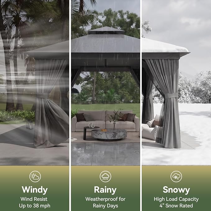 10'x10' Gazebo, Metal Frame Canopy - Image 4