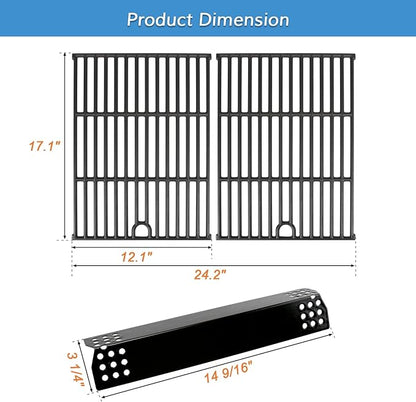 Grill Replacement Parts for Nexgrill 720-0925P - 4 Burner, Grill Grates, Heat Plate, Cast Iron, Porcelain Steel