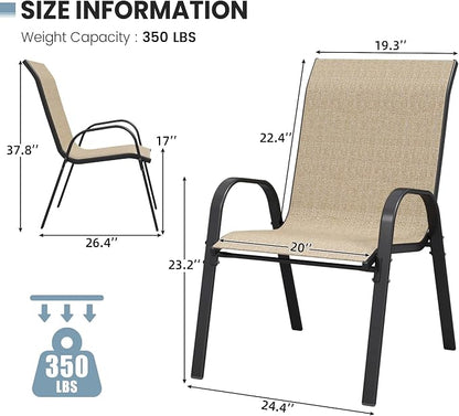 Patio Dining Chairs Set of 4, Outdoor Stackable Dining Chairs High Back - Image 3