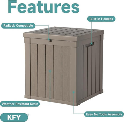 50 Gallon Waterproof Resin Deck Box, UV Resistant Outdoor Storage for Garden, Patio, Porch, Delivery, Grey