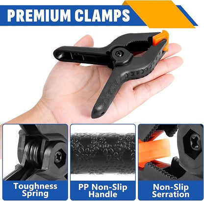 20 Pack 4.5 inch Plastic Spring Clamps, Black Heavy Duty Clips, Backdrop Clips, Woodworking Clamps, Plastic Clamps for Crafts, Backdrop Stand, Woodworking, Photography