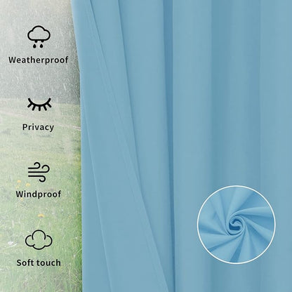 Easy-Going Outdoor Curtains for Patio 1 Panel, 110x84 inch, Sky Blue | - Image 6