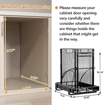 ANASTA Cabinet Trash Can Pull Out Kit, Heavy Duty Under Sink Garbage Can Pull Out Track + 7 Gal Bin, Under Cabinet Slide Out Organizer, Trash Can Drawer Slide for Counter, Botes de Basura para Cocina