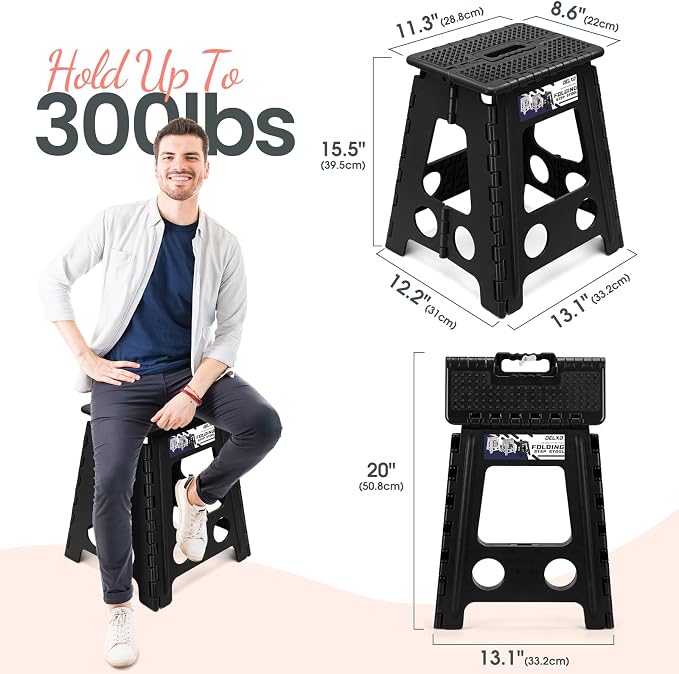 Delxo 16 Inch Folding Step Stool, Foldable Step Stool - Image 3